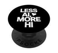 Menos IA Más HI - Cita del corazón de conexión Humana PopSockets PopGrip Adhesivo