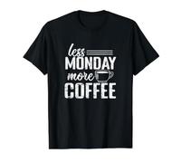 Menos Lunes Más Café Camiseta gráfica económica, Hombre, Negro, XL