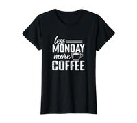Menos Lunes Más Café Camiseta gráfica económica, Mujer, Negro, L