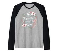 Menos Plástico Más Mar Protección del Medio Ambiente Mar Plástico Camiseta Manga Raglan