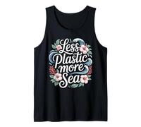 Menos Plástico Más Mar Protección del Medio Ambiente Mar Plástico Camiseta sin Mangas