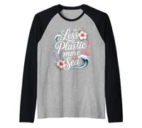 Menos Plástico Más Mar Protección del Medio Ambiente Mar Plástico-f Camiseta Manga Raglan