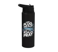 Menos Plug and Play Más Plug And Pray Ingeniero de redes Stainless Steel Insulated Water Bottle