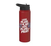 Menos Plug and Play Más Plug And Pray Ingeniero de redes Stainless Steel Insulated Water Bottle