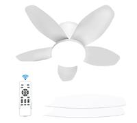 MENQANG Ventilador de techo moderno de 5 aspas con luz LED y mando a distancia - Iluminación regulable + ventilador silencioso para salón, dormitorio, cocina - Plafón de bajo consumo