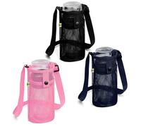 MENRU 3 portabotellas de agua extragrandes con correa, soporte cruzado para botella de agua, funda portátil para botella de agua con bolsillo para senderismo, gimnasio, viajes (negro/azul marino/rosa)