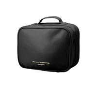 MENRU Bolsa de maquillaje de viaje de gran capacidad, organizador de cosméticos, bolsa de aseo de cuero impermeable con soporte para brochas y asa, bolsa de almacenamiento portátil para cosméticos