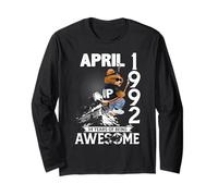 Mens 34th Birthday Legends April 1992 Vintage 34 Years Old Manga Larga