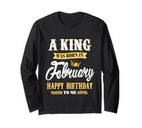 Mens A King Nació En Febrero Feliz Cumpleaños para Mí Manga Larga