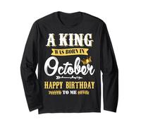 Mens A King Nació En Octubre Feliz Cumpleaños para Mí Manga Larga