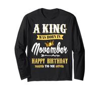 Mens A King Was Born In Noviembre Happy Birthday To Me Gifts Manga Larga