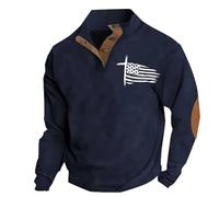 Men's American Flag Graphic Sweatshirts Western Aztec Print Vintage Top Henley Button Patchwork Pullover Sweaters