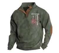 Men's American Flag Graphic Sweatshirts Western Aztec Print Vintage Top Henley Button Patchwork Pullover Sweaters