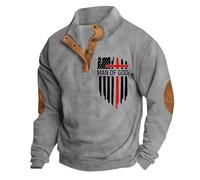 Men's American Flag Graphic Sweatshirts Western Aztec Print Vintage Top Henley Button Patchwork Pullover Sweaters