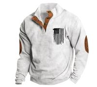 Men's American Flag Graphic Sweatshirts Western Aztec Print Vintage Top Henley Button Patchwork Pullover Sweaters