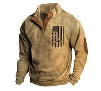 Men's American Flag Graphic Sweatshirts Western Aztec Print Vintage Top Henley Button Patchwork Pullover Sweaters