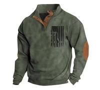 Men's American Flag Graphic Sweatshirts Western Aztec Print Vintage Top Henley Button Patchwork Pullover Sweaters