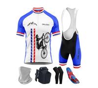 Men's Bike Jersey Set with Bib Shorts - Breathable Summer Cycling Suit with 9D Padding, Quick Dry, Anti-UV, Perfect for Road Cycling, Mountain Biking & Team Racing (TYP-7,XL)