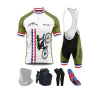 Men's Bike Jersey Set with Bib Shorts - Breathable Summer Cycling Suit with 9D Padding, Quick Dry, Anti-UV, Perfect for Road Cycling, Mountain Biking & Team Racing (TYP-2,XL)