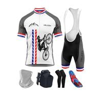 Men's Bike Jersey Set with Bib Shorts - Breathable Summer Cycling Suit with 9D Padding, Quick Dry, Anti-UV, Perfect for Road Cycling, Mountain Biking & Team Racing (TYP-6,XXS)