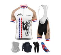 Men's Bike Jersey Set with Bib Shorts - Breathable Summer Cycling Suit with 9D Padding, Quick Dry, Anti-UV, Perfect for Road Cycling, Mountain Biking & Team Racing (TYP-1,M)
