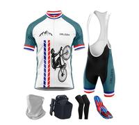 Men's Bike Jersey Set with Bib Shorts - Breathable Summer Cycling Suit with 9D Padding, Quick Dry, Anti-UV, Perfect for Road Cycling, Mountain Biking & Team Racing (TYP-5,5XL)