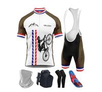 Men's Bike Jersey Set with Bib Shorts - Breathable Summer Cycling Suit with 9D Padding, Quick Dry, Anti-UV, Perfect for Road Cycling, Mountain Biking & Team Racing (TYP-9,XS)