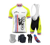 Men's Bike Jersey Set with Bib Shorts - Breathable Summer Cycling Suit with 9D Padding, Quick Dry, Anti-UV, Perfect for Road Cycling, Mountain Biking & Team Racing (TYP-8,M)