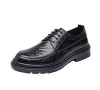 Men's Black Leather Lace-Up Oxford Shoes Thick Sole Comfortable Slip-Resistant Business Casual Dress Shoes(40 EU)