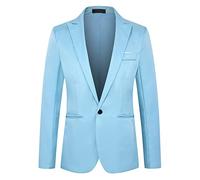 Men's Blazer Lapel Stylish Slim Fit Men's Casual Suit Wedding Reception Host Classic Men's Suit Men's Jacket A-Sky Blue 3XL
