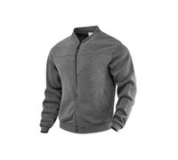 Mens Bomber Jacket Fleece Lined Full Zip Casual Outerwear for Fall Layering (Gray,S)
