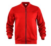 Mens Bomber Jacket Fleece Lined Full Zip Casual Outerwear for Fall Layering (Red,S)