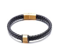 Men's Bracelet, Bracelets, Personalised Woven Bracelets, Engraving, Wrist Chain, Stainless Steel with Magnetic Clasp, Length 21.5 cm, Faux, Without