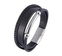 Men's Bracelet Engraving, Embossing Bracelets Hammer Pattern Wrist Chain Stainless Steel with Magnetic Clasp Men's Gifts