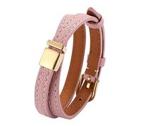 Men's Bracelet Personalised Bracelet Boys 2 Layers Bracelets Pink Wrist Chain Stainless Steel with Magnetic Clasp Length 15.5 cm Gifts, Faux, Without