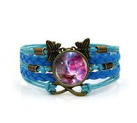 Mens Bracelets,Blue Psychedelic Nebula Landscape,Time Gemstone Multi-Layer Hand-Woven Glass Combination Jewelry Ladies Fashion European and American Jewelry
