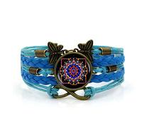 Mens Bracelets,Blue Rope Yoga Meditation Time Art,Time Gemstone Multi-Layer Hand-Woven Glass Combination Jewelry Ladies Fashion European and American Jewelry