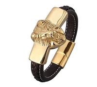 Men's Bracelets for Men Lion Head Party Bracelets Bracelet Stainless Steel with Magnetic Clasp Length 16.5 cm Gifts, Faux, Without Zirconia