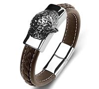 Men's Bracelets, Men's Bracelet Eagle Brown Wrist Chain Stainless Steel with Magnetic Clasp, Length 20 cm, Faux, Without Zirconia