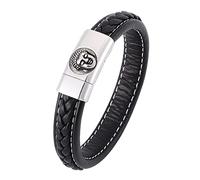 Men's Braided Bracelet, Men's Bracelets, Skull Bracelets, Engraving, Wrist Chain, Stainless Steel with Magnetic Clasp