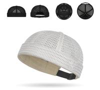 Men's Breathable Brimless Hat Summer Style Mesh Tang,Outdoor Lightweight Adjustable Mesh No Brim Cap,Cooling Docker Beanie (Beige)