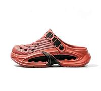 Men's Breathable & Comfortable Summer Clogs - Wide Fit Garden Shoes for Men, Lightweight Non-Slip Beach Clogs, Travel & Daily Wear (Red,32 2/3)