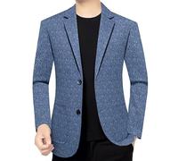 Mens Business Blazers Jacket Stylish Blue Slim Fit Two Button Suit Jackets Elegant Men's Travel Blazers(XL)