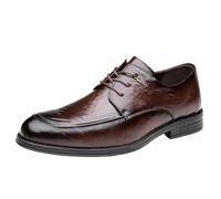 Mens Business Casual Leather Lace Up Oxfords Waterproof Modern Classic Dress Shoes for Office Work Daily Wear(Brown,39 EU)
