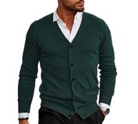 Men's Cardigan Casual Fashion Men Warm Sweater Jacket Slim Fit Soft Men Breathable Knitted Jacket Urban Classic Men Trend Long Sleeve Sweater C-Green XXL