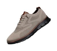 Mens Casual Dress Shoes, Lightweight Breathable Business Casual Shoes for Men with Mesh Upper for Work Travel (Khaki Black,41)
