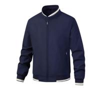 Mens Casual Lightweight Jacket Full Zip Stand Collar Fall Outerwear (Blue,3XL)