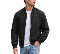 Mens Casual Lightweight Jacket Zip Up Regular Fit With Side Pockets (Black,3XL)