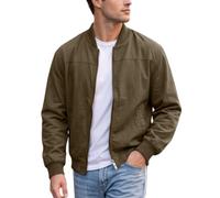 Mens Casual Lightweight Jacket Zip Up Regular Fit With Side Pockets (Brown,S)