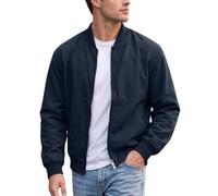 Mens Casual Lightweight Jacket Zip Up Regular Fit With Side Pockets (Dark Blue,S)